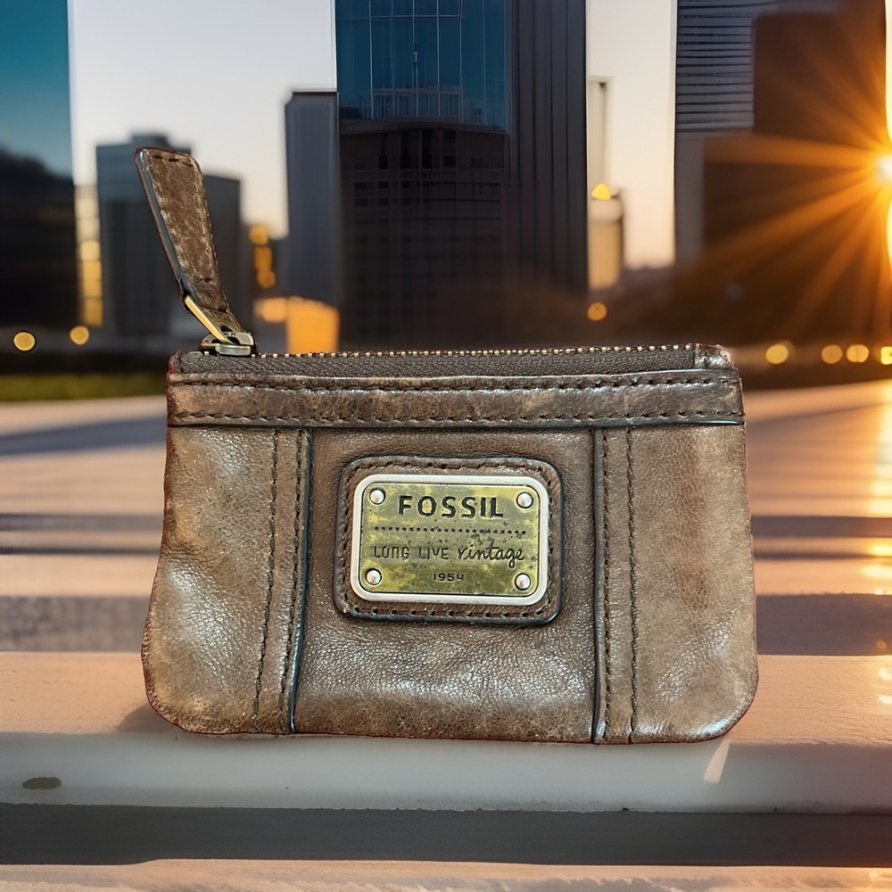 Fossil Long Live Vintage 100% Lamb Leather Wallet, Coin, Key Chain , ID‎ Window